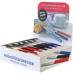 Schneider - Thekendisplay Frühstücksmesser, 30 Messer/Display, 10 x rot, 10 x blau, 10 x schwarz