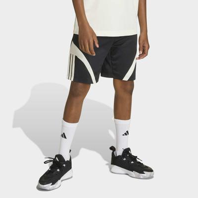Shorts ADIDAS SPORTSWEAR "HOUSE OF TIRO", Jungen, Gr. 164, N-Gr, schwarz, sanftes weiß, sanftes weiß,, Obermaterial: 100% Polyester, Hosen Shorts, Kinder Shorts, sportlicher Stil, mit Kordelverschluss