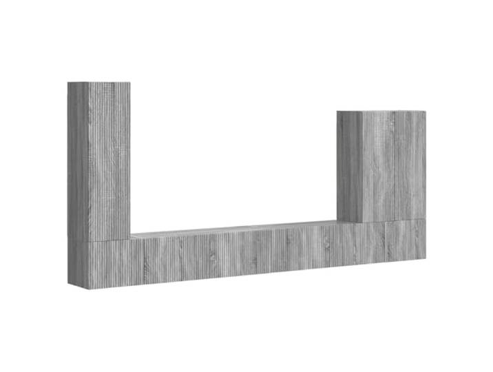 hliofuir TV Wandboard Set 6-Teilig Hängend Schrank Graues Sonoma Flexibles TV-Board fürs Wohnzimmer & Schlafzimmer mit USB-Ladeanschluss und Schiebetüren für Kabelordnung.