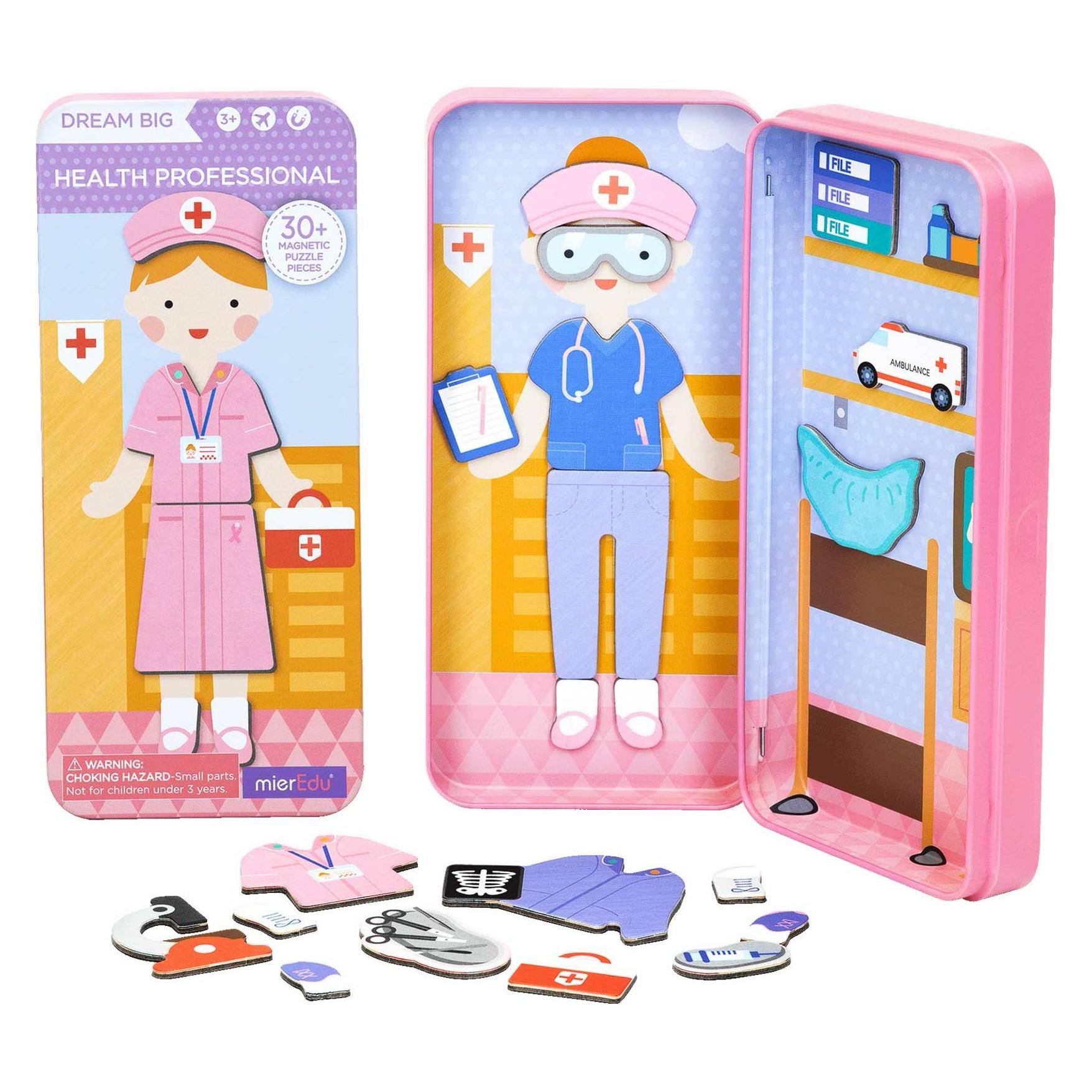 mierEdu Magnetspiel Box Dress Up - Krankenschwester zum Anziehen I Fördert Motorik + Fantasie I Ideal für (ME087)