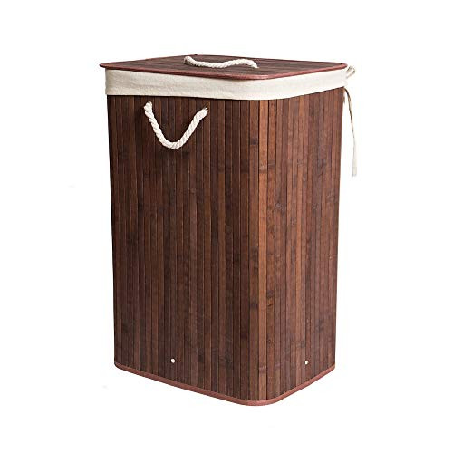 Decopatent Grote Bamboe Wasmand met Deksel en Waszak - 80 liter - Bruin