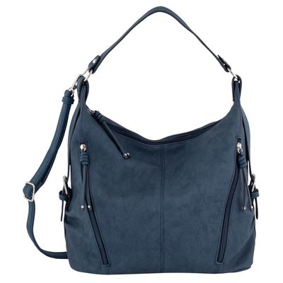 Hobo TOM TAILOR "CAIA Hobo bag", Damen, Gr. B/H/T: 37cm x 30cm x 14cm, blau (dunkelblau), Lederimitat, Polyurethan (PU), Taschen Hobo, in schlichter Optik