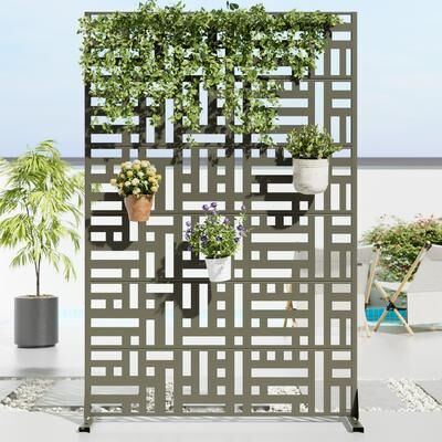 Lirago "Outdoor Freestanding Metal Privacy Screen Decorative Partition Panel for Patio Garden Balcony - 72""x47"""