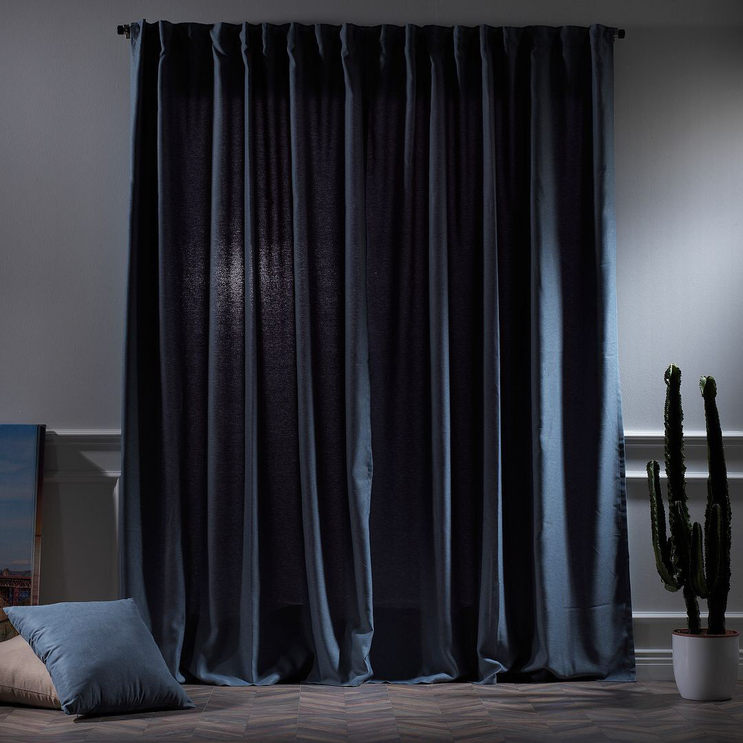 Noine Home Deco Room Darkening Single Curtain Panel Airforce Blue 130cm Width x 425cm Drop