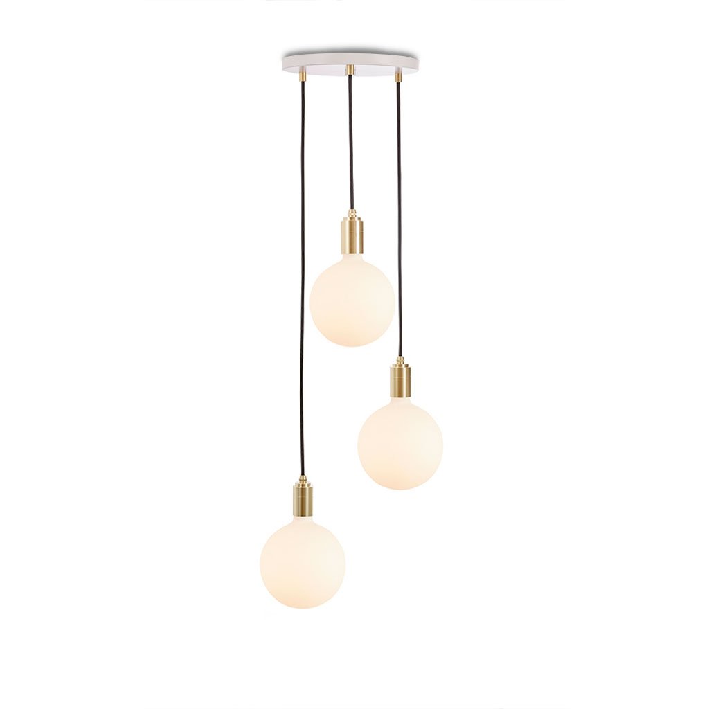 Tala Triple Pendelleuchte mit Sphere IV Leuchtmittel / Baldachin weiß (Messing) Messing CP-WHT-SML-BP-01-EU+3xSPHR-G150-8W-2000/2800K-E27-MP