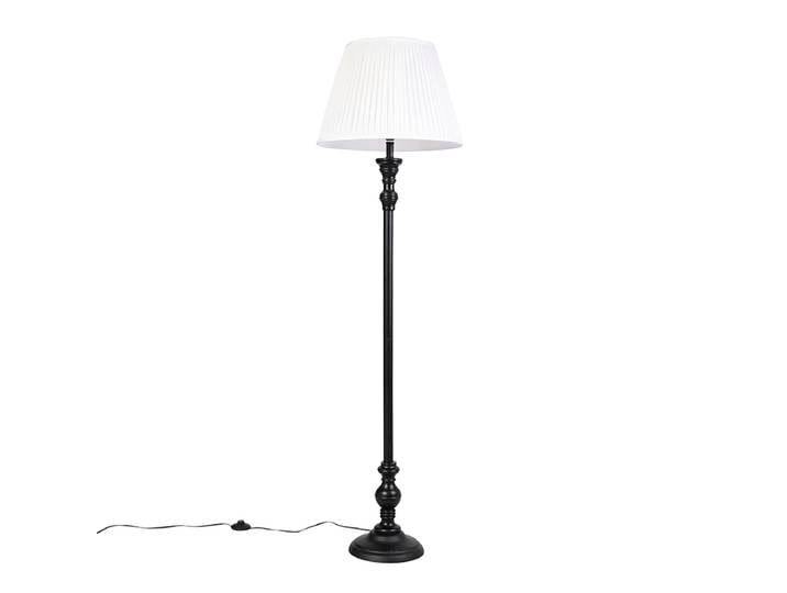 Lampadaire noir avec abat-jour plissé blanc 45 cm - Classico