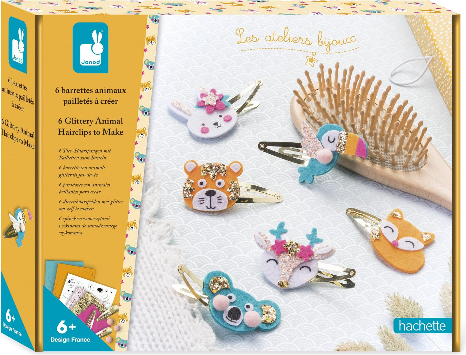 Janod Atelier Bijoux - Creatieve sieraden maakset voor haarspeldjes met dierenmotieven