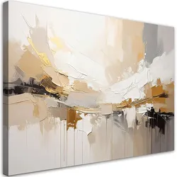 WANDBILD, Minimalistische abstrakte Landschaft in hellen Beigetönen