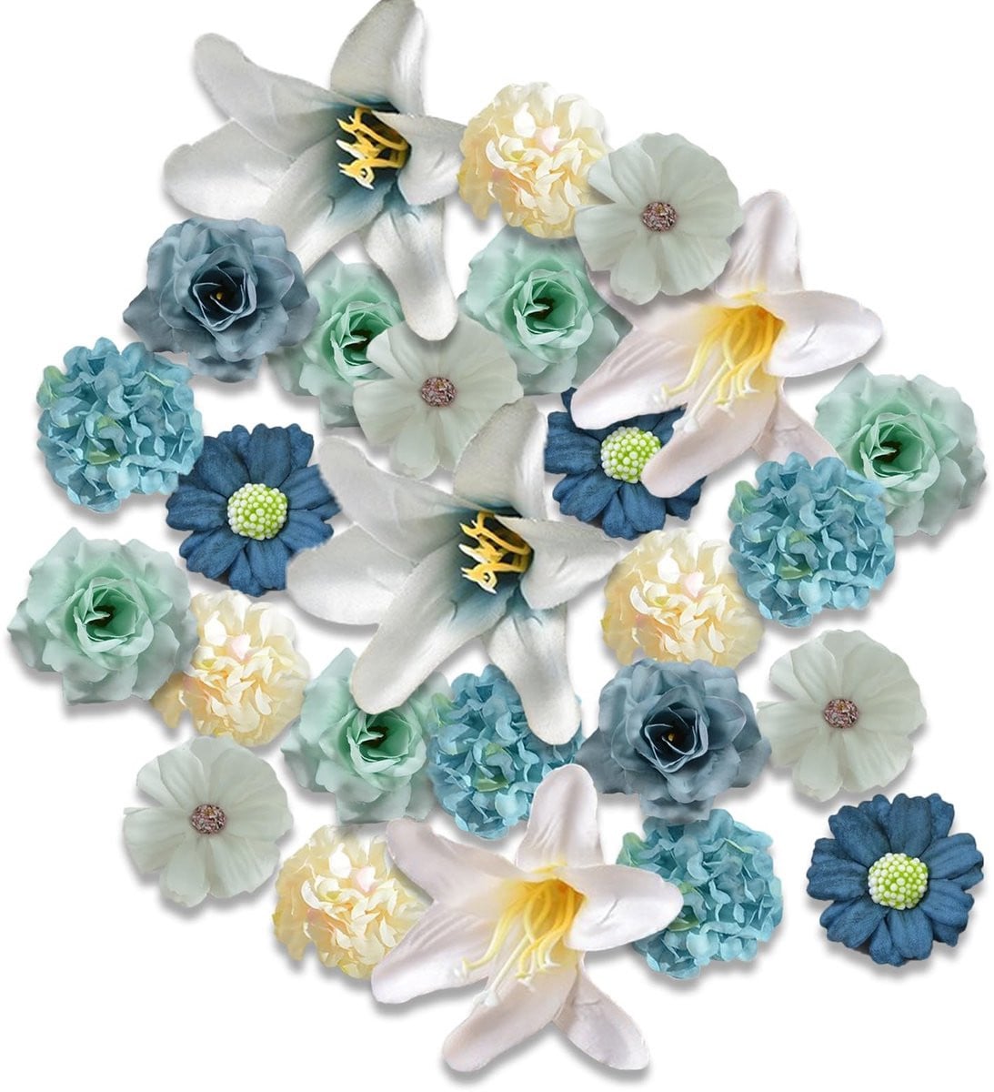 Dailygoods 40 stuks kunstbloemen voor decoratie - Blauw