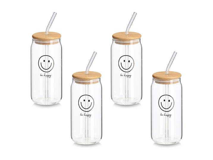Trinkglas Happy 4er-Set Ø 8cm Durchsichtig