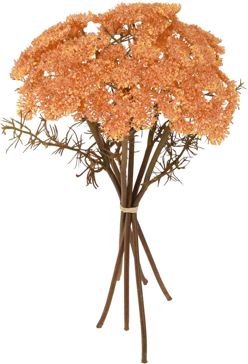 Set van 6 oranje kunstbloemen Duizendblad Achillea, 30 cm
