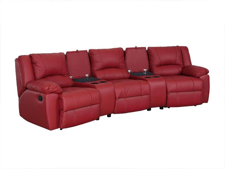 Relaxsofa 3-Sitzer - Leder - Rot - AROMA