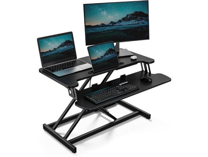 Bureau rehausse assis-debout - PAPECO - Modèle standard - Plateau 80x40 cm - Réglable 11 5–51 cm - Charge 15 kg