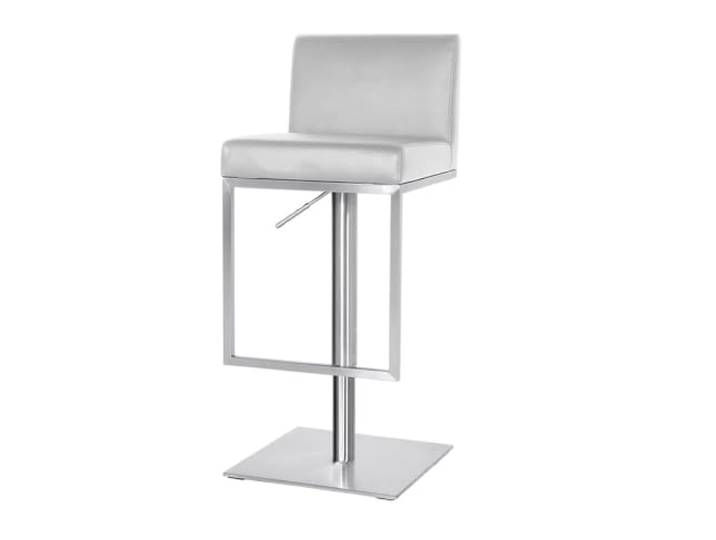 Barhocker, Barstuhl mit hoher Rückenlehne, Küchendrehstuhl aus PU-Leder Höhenverstellbarer Edelstahl mit Fußstütze, geeignet für Kücheninsel, Esszimmer, Freizeitbereich und Theke(White)