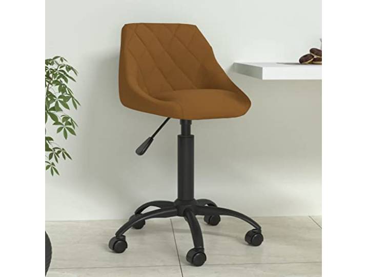 HGPOTUY Verstellbarer Esszimmerstuhl Braun Samt Schwarzes Stahlgestell, Gasdruckfeder, 360 Grad Rollen, 110 kg Belastbar