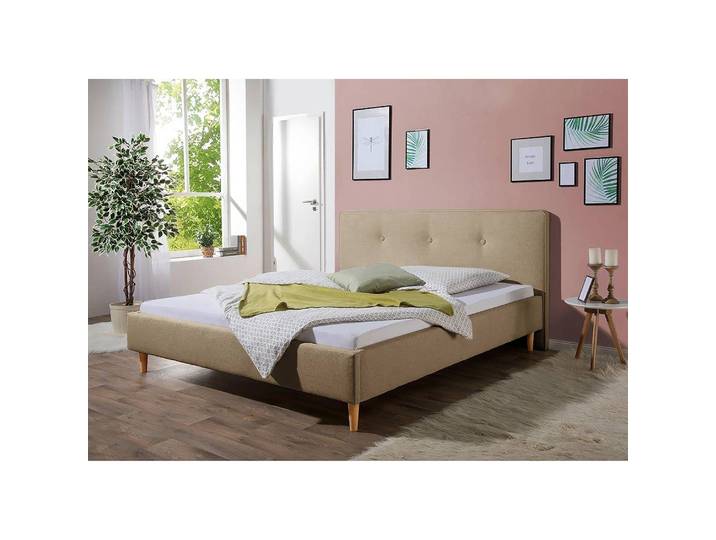 Polsterbett Mosvik 200 x 200cm Strukturstoff Braun/Hellbraun
