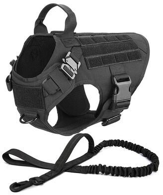 Uplift Essentials Professional Tactical Dog Harness And Training Leash Set black l