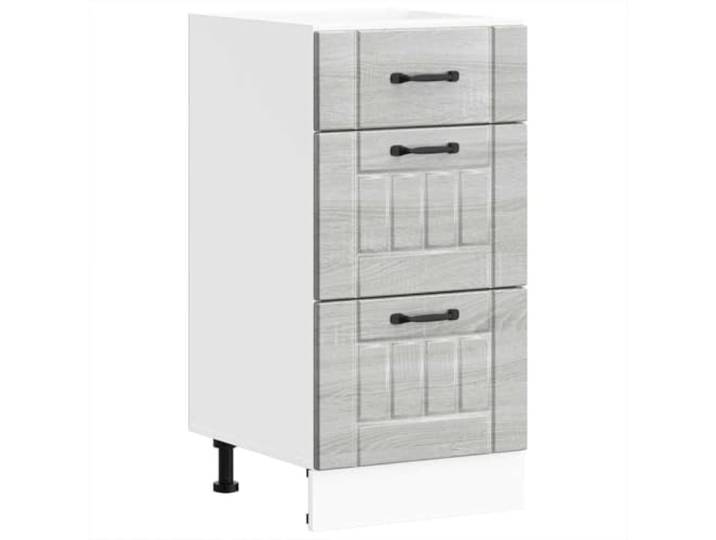 fsahslih Küchenunterschrank Lucca Grau Sonoma Holzwerkstoff 40x46x81,5 cm Kompakter Anstellschrank mit Schubladen für Küche und Speisekammer. Bietet praktischen Stauraum und Verstellfüße.