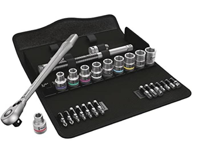 Wera 05004081001 8100 SC 11 Zyklop metalen ratelset, omschakelhendels, 1/2 inch aandrijving, indraaibaar, 28-delig