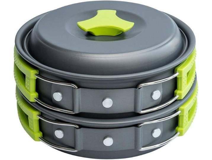 Travelhawk Camping Pannenset - 8-delig - Geanodiseerd aluminium - Lichtgewicht