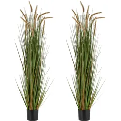 VEVOR Künstliche Graspflanze, 2er-Pack 1499mm Schachtelhalm-Schilfgras im Topf, Premium-PVC-Kunstpflanze, Grünpflanzen, Sträucher für Haus, Garten, Büro, Zimmerdekoration, Einweihungsfeier, Grün
