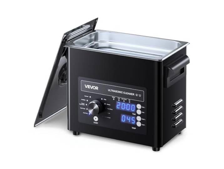 VEVOR Nettoyeur à Ultrasons 3 L\, Appareil de Nettoyage par Ultrasons avec Commande par Bouton\, en Inox\, avec Panier et Boule de Nettoyage\, pour Montres\, Rasoirs\, Bijoux\, Pièces de Monnaie\, Noir