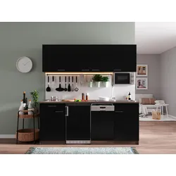 Küchenblock ECONOMY 195 Schwarz/Eiche B: 195 cm