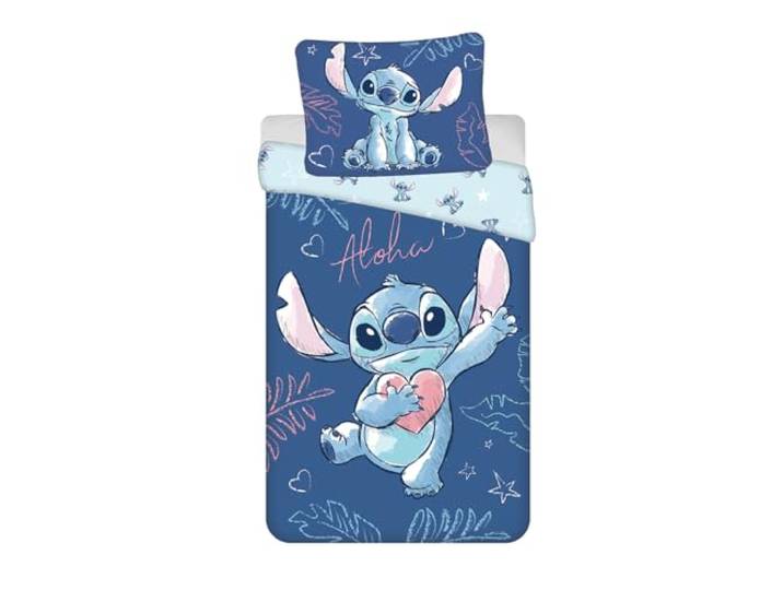 Stitch Aloha 1-Persoons Dekbedovertrek 140x200 + Kussensloop Katoen Blauw