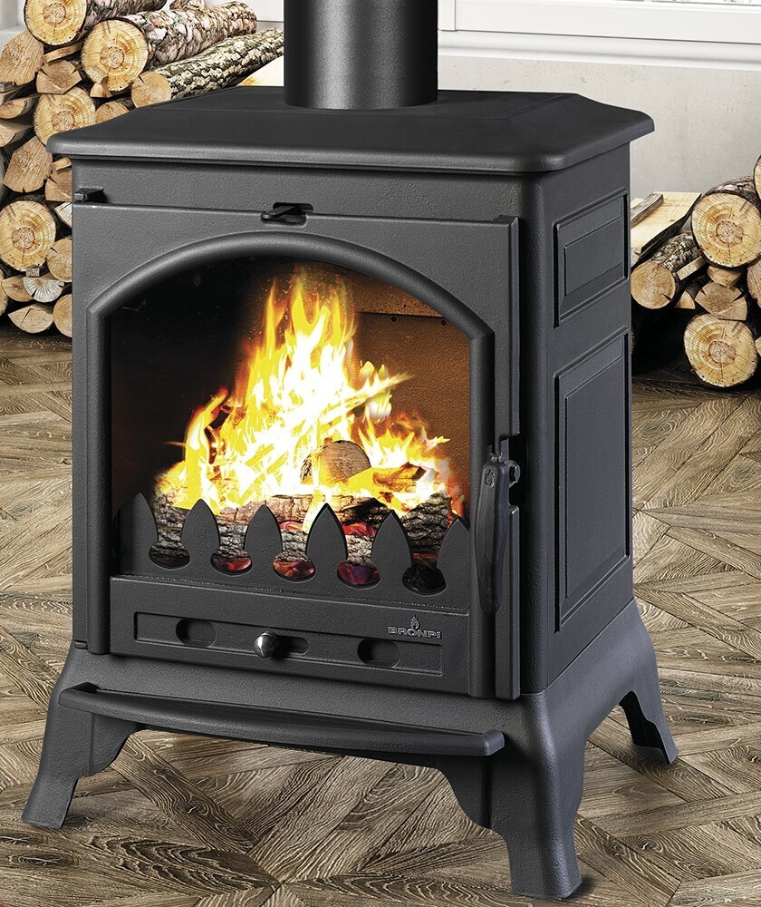 Kaminofen ORDESA 9 kW, Guss, Holz & Kohle, zweistufige Verbrennung, HxBxT 690x545x461 mm