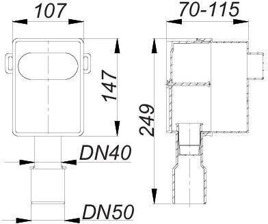 Dallmer Rohbauset Waschgeräte-Siphon 400 Vario DN 40/DN 50, Montagezubehör, 140401,