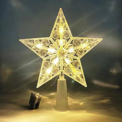 Inspired Living 15cm LED Star Christmas Tree Ornament Transparent Light Up Holiday Decoration c