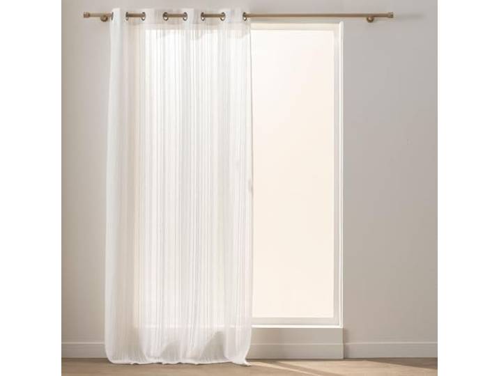 Douceur d'Intérieur\, Voilage à Oeillets (140 x 260 cm) Zaho Blanc\, Voile Tissé Crash