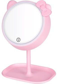 Fusion Finds Cute Cat LED Makeup Mirror With Touch Control, Light Modes & Adjustable Vanity Mirror Stand one color Touch