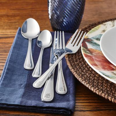 RiverRidge Home RiverRidge Beaded Flatware 46-Piece Monogrammed/Non-Monogrammed Stainless Steel Silverware Set for 8