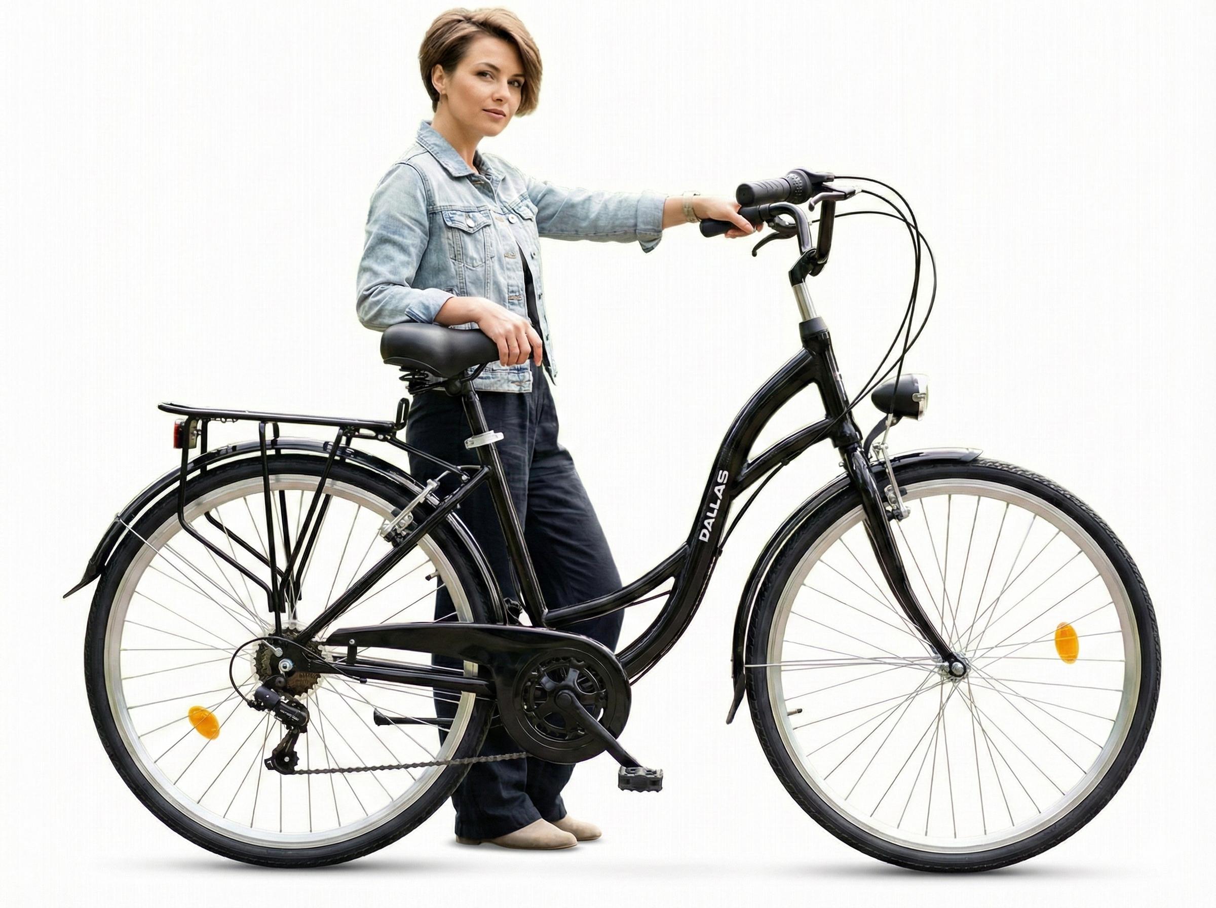 Dallas Bike Stadtrad - Damenfahrrad 28 Zoll - Shimano 7-Gang - Aluminium Rahmen M 18" - Schwarz