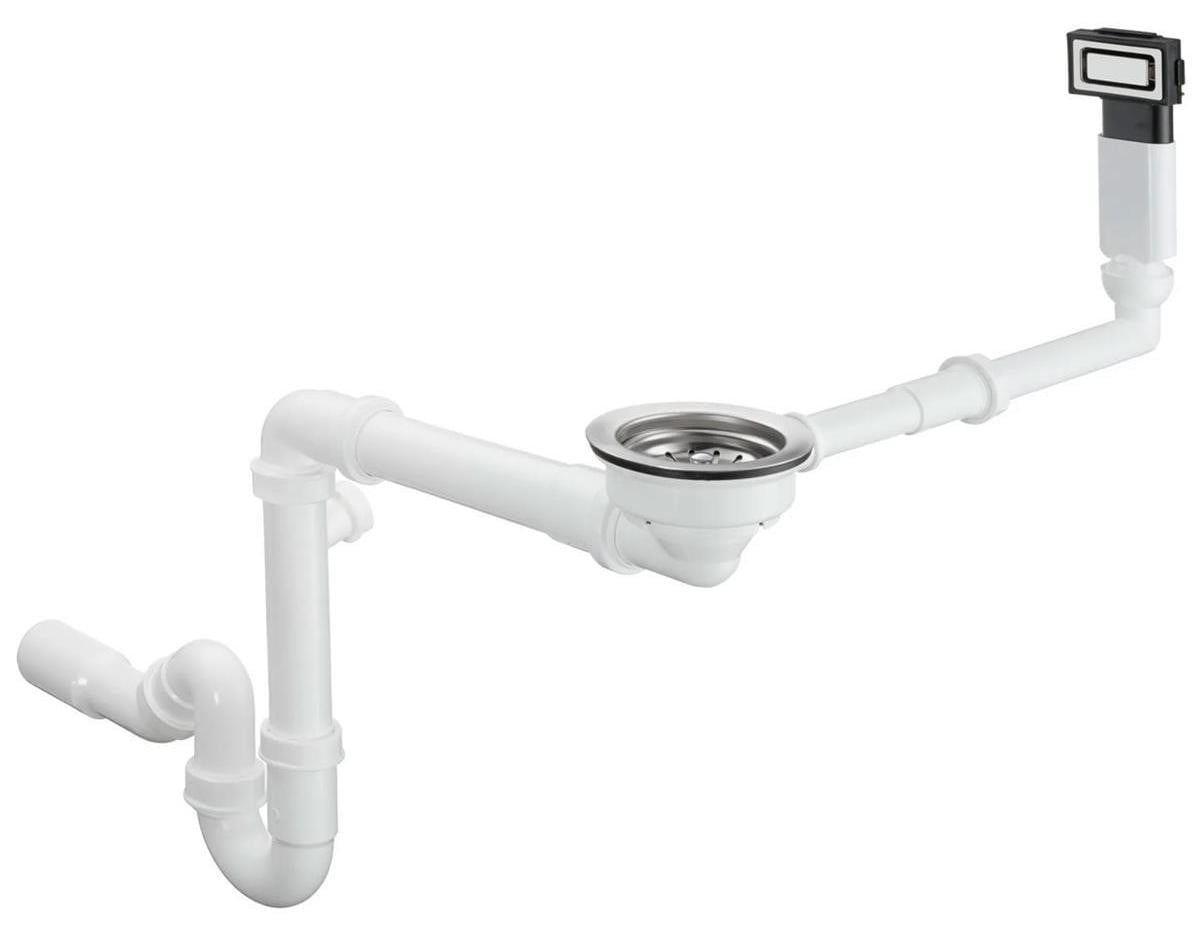 Hansgrohe Af- en overloopset D15-10 voor dubbele wasbakken, roestvrij staal