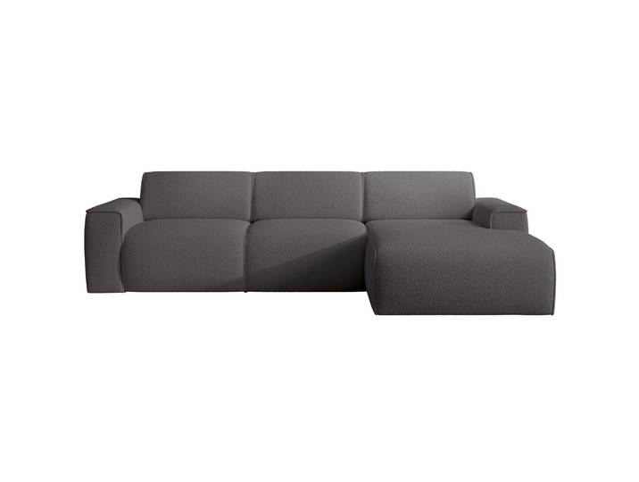 Ecksofa Bouvi L-förmig, rechtsseitig, dunkelgrauer Bouclé-Stoff