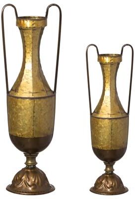 Uniquewise Decorative Antique Style Metal Jug Floor Vase with 2 Handles - Vintage Inspired Rustic Design for Entryway, Living Room