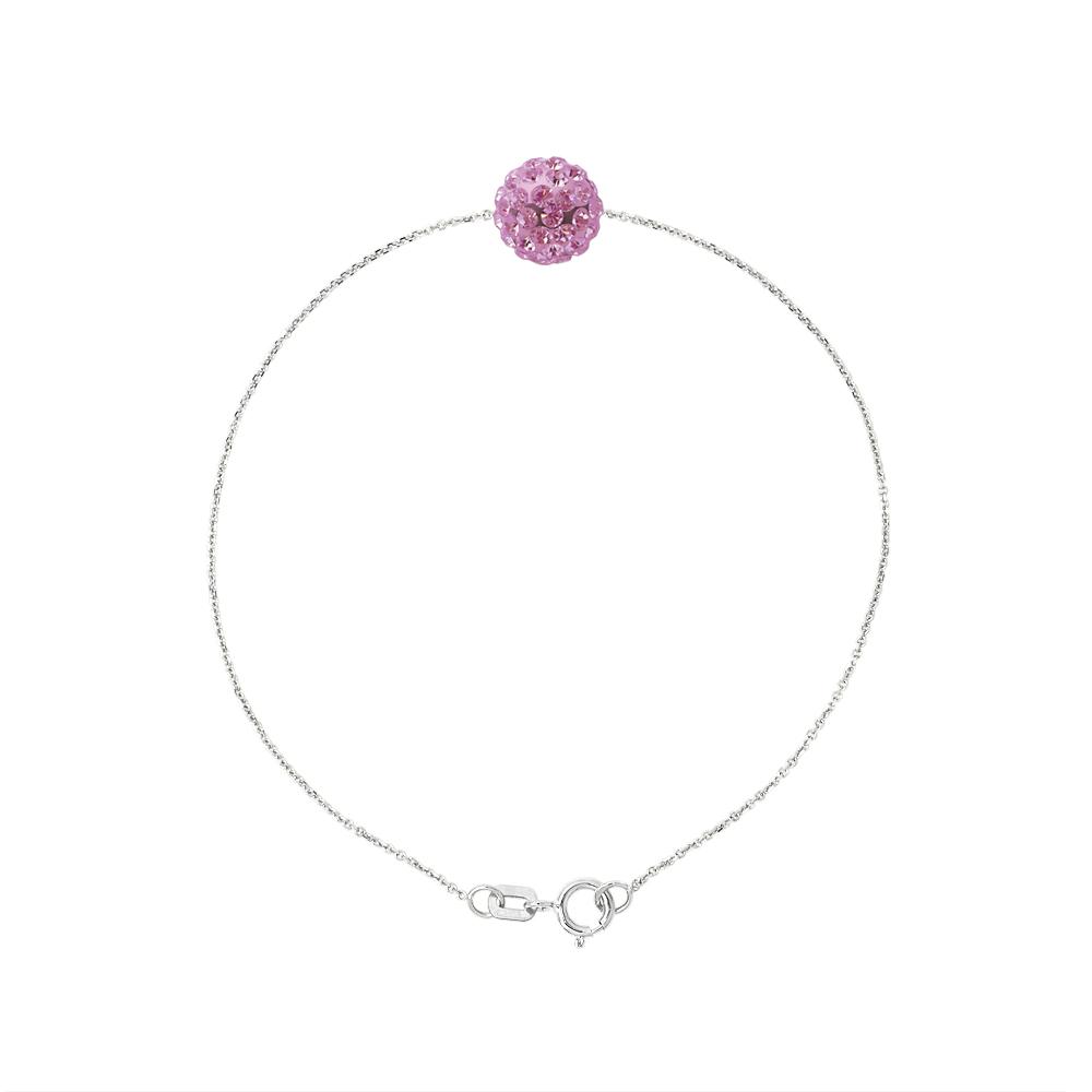 Armband ketting bol Crystal Preciosa 10-11 mm Pink Silver 925