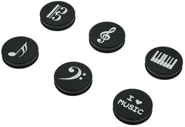 agifty Music Notes Magnets 6er Pack Noir avec impression blanche