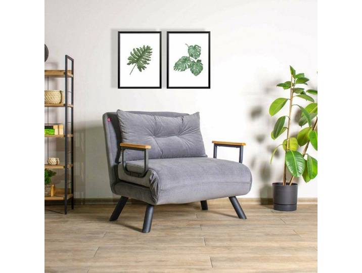 Fauteuil Keoni Dmora en Tissu Gris 60x78x78h cm