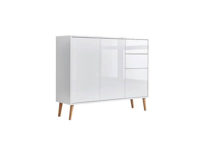 Mid.you Kommode Mailand Typ 10 + HF, Weiß, Weiß Hochglanz, Holz, 1 Fächer, 2 Schublade(n) Schubladen, 105.5x86x33 cm, erweiterbar, stehend, Kleinmöbel, Kommoden, Kommoden
