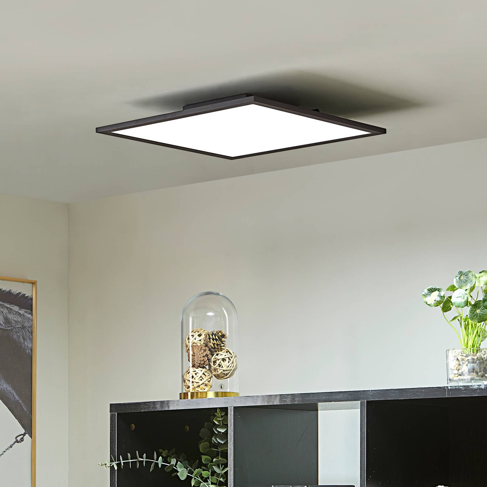 LED Panel Lamin Lindby, dimmable, Black, Living / Dining Room, Modern, LED Panel