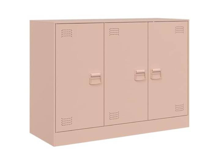 Fisinber Sideboard Rosa 99x39x73 cm Metallschrank Kommode Stahl Stabiler Metall Anrichte Schrank mit 3 Türen und 6 Fächern für Wohnzimmer, Flur und Home Office.