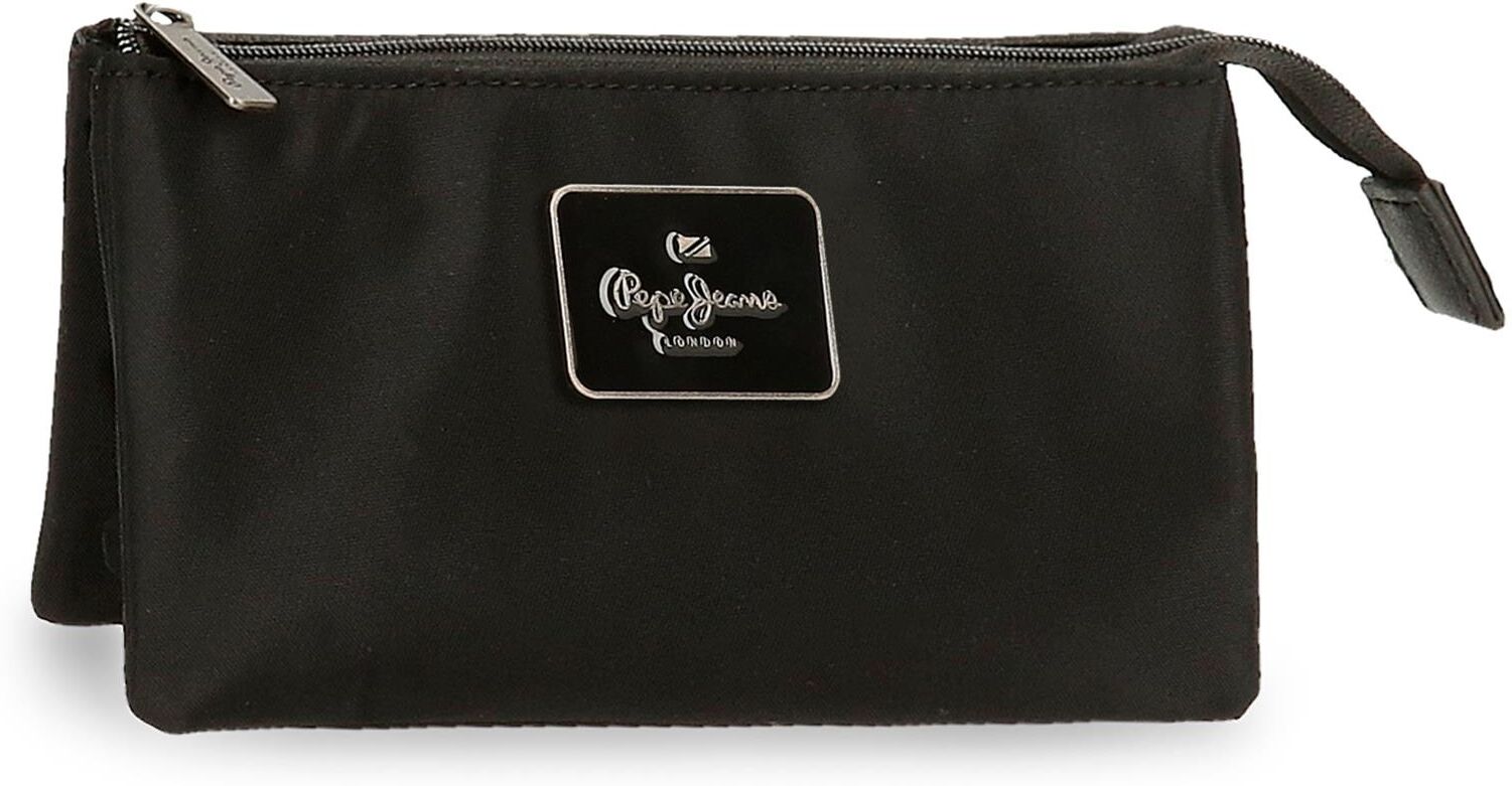 Pepe Jeans Neceser tres compartimentos christine en negro. Negro