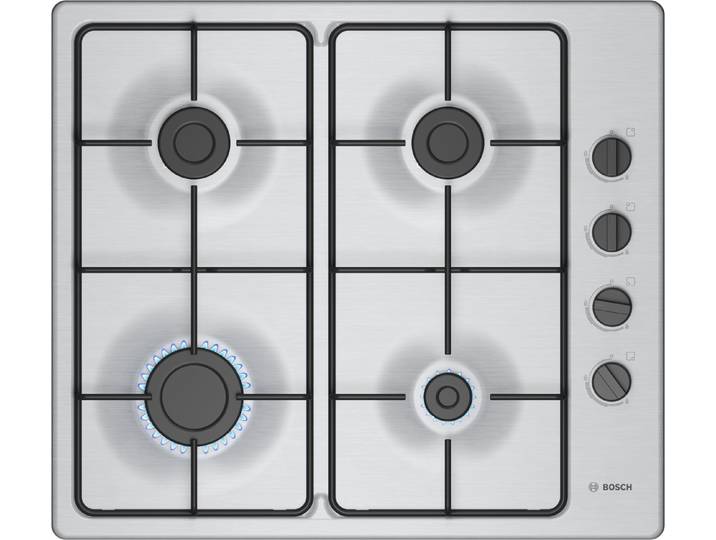 BOSCH Gas-Kochfeld Serie 2 PBP6B5K80, Mühelose Reinigung mit leichten und stabilen Topfträgern