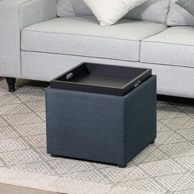 Adeco Storage Ottoman With Tray