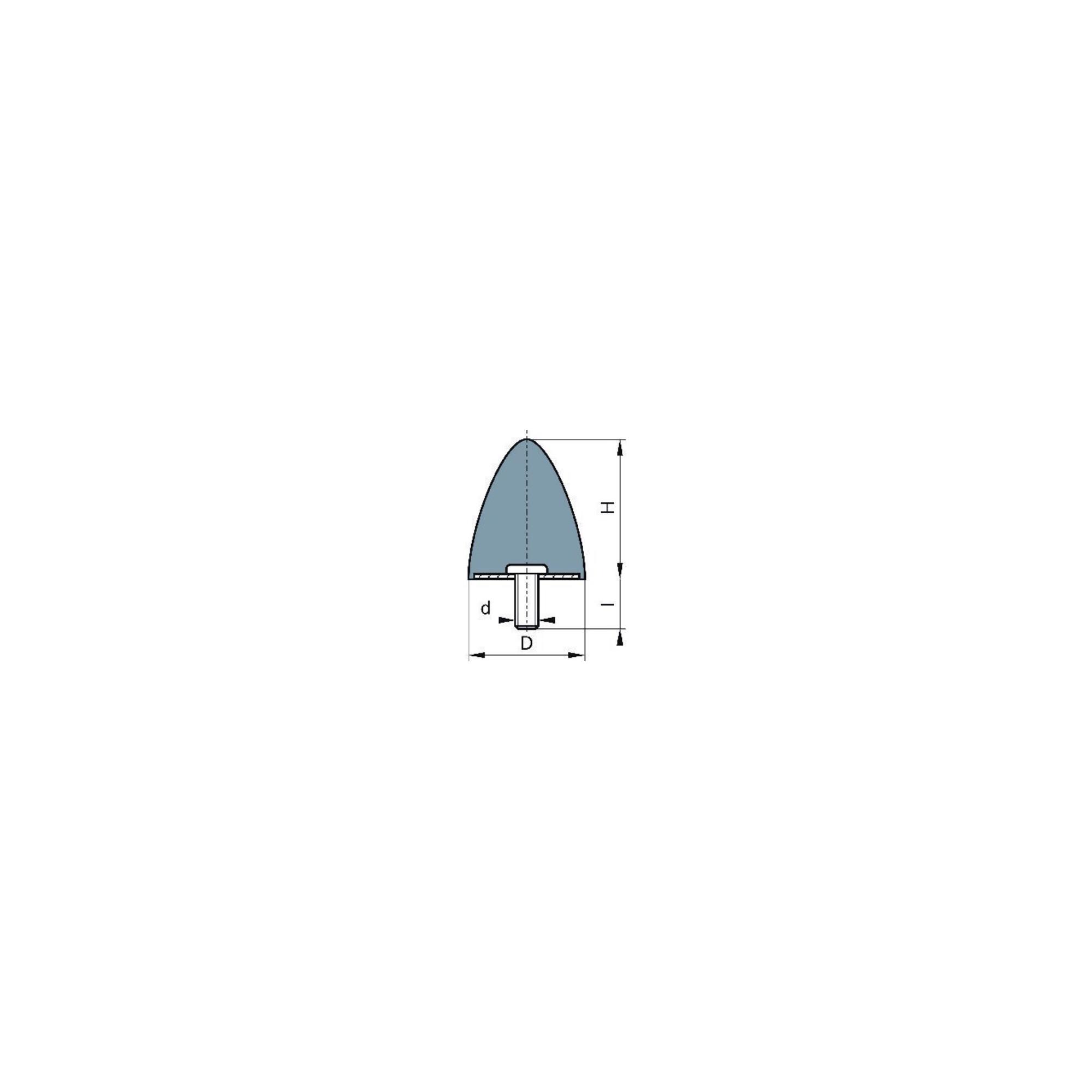 Gummi-Metall-Puffer parabelförmig Typ E D20xH24 M6 NR55 ; elko
