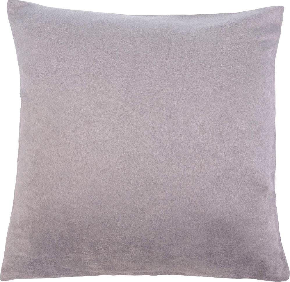 Dekokissen GÖZZE "Alcatraz", silber (silberfarben, unifarben), B:50cm L:50cm, Obermaterial: 100% Polyester, Dekokissen_Sitzkissen_Kissenhüllen, Dekokissen, in Wildlederoptik silberfarben, unifarben B/L: 50cm x 50cm, 2 Stk.