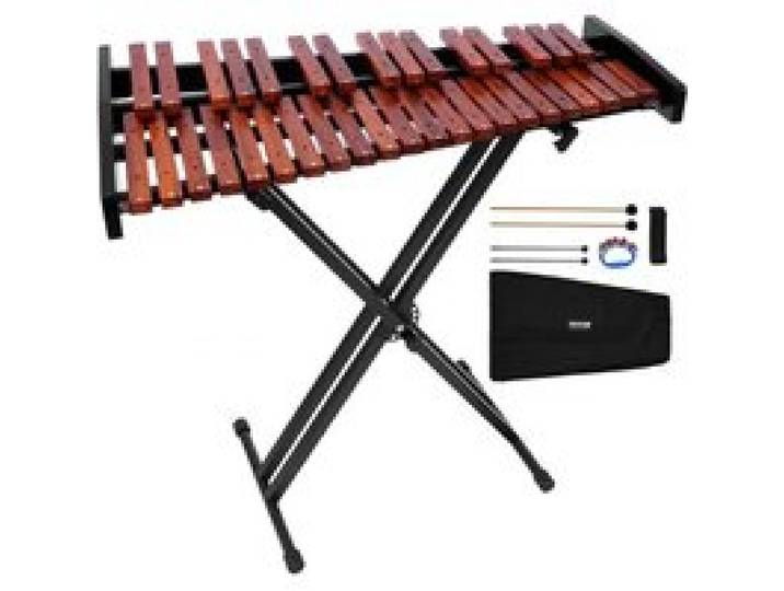 VEVOR Glockenspiel, 37-tonig, professioneel houten xylofoon-percussie-instrument met in hoogte verstelbare standaard van koolstofstaal, 4 stokken, draagtas, muziekinstrumentenset voor beginners